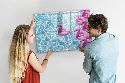 Popisovatelná magnetická tabule Radostné chvíle u vody s plameňáky