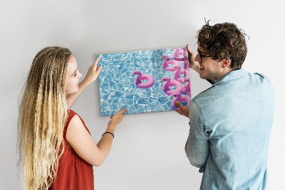 Popisovatelná magnetická tabule Radostné chvíle u vody s plameňáky