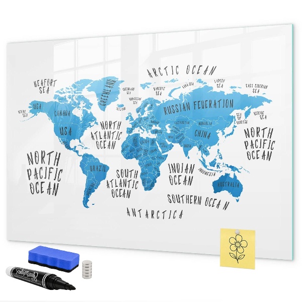 Magnetická psací tabule Mapa světa pro personalizaci fotografií