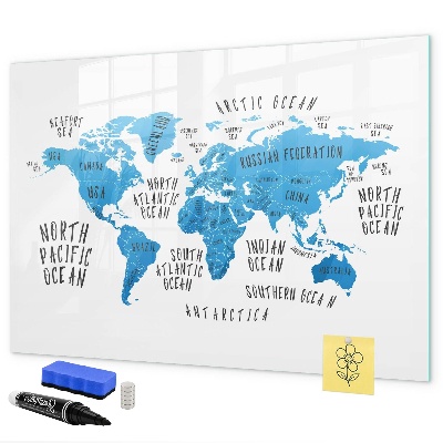 Magnetická psací tabule Mapa světa pro personalizaci fotografií