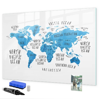 Magnetická psací tabule Mapa světa pro personalizaci fotografií