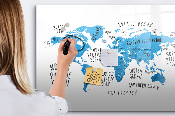 Magnetická psací tabule Mapa světa pro personalizaci fotografií