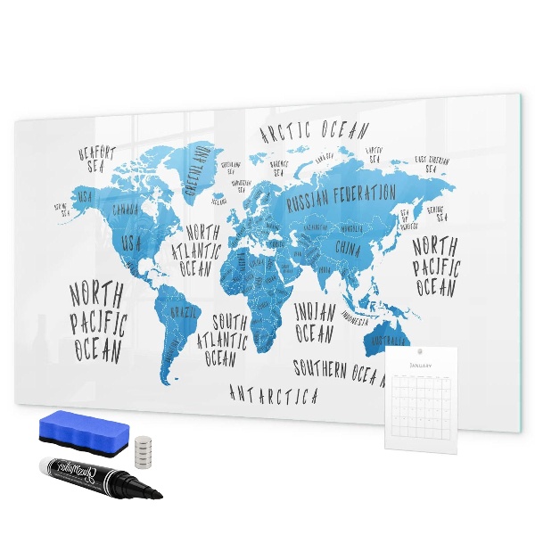 Magnetická psací tabule Mapa světa pro personalizaci fotografií
