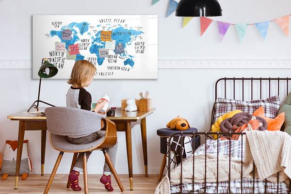 Magnetická psací tabule Mapa světa pro personalizaci fotografií