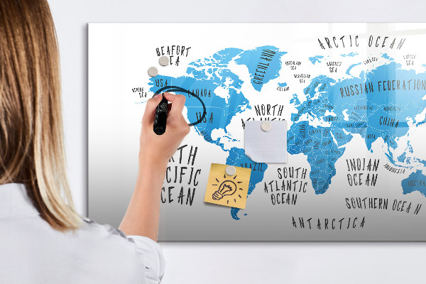 Magnetická psací tabule Mapa světa pro personalizaci fotografií