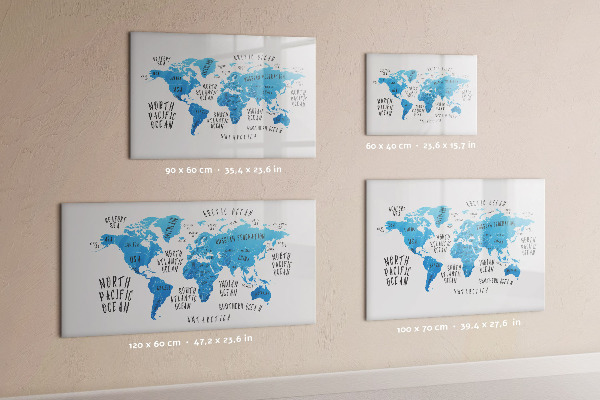 Magnetická psací tabule Mapa světa pro personalizaci fotografií