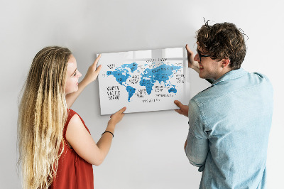 Magnetická psací tabule Mapa světa pro personalizaci fotografií