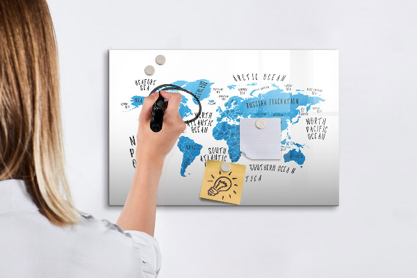 Magnetická psací tabule Mapa světa pro personalizaci fotografií