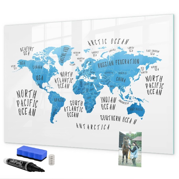 Magnetická psací tabule Mapa světa pro personalizaci fotografií