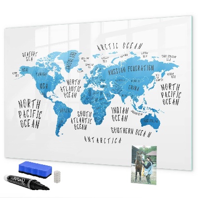 Magnetická psací tabule Mapa světa pro personalizaci fotografií