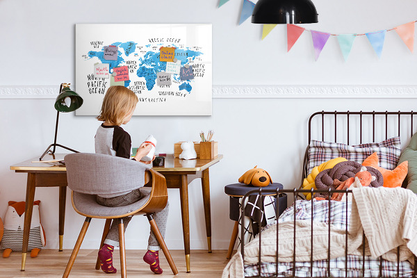 Magnetická psací tabule Mapa světa pro personalizaci fotografií