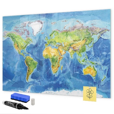 Popisovatelná magnetická tabule Mapa světa s místy, kde se daly pořídit fotografie