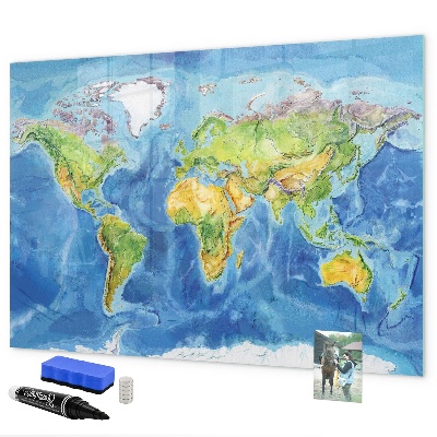 Popisovatelná magnetická tabule Mapa světa s místy, kde se daly pořídit fotografie