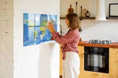 Popisovatelná magnetická tabule Mapa světa s místy, kde se daly pořídit fotografie