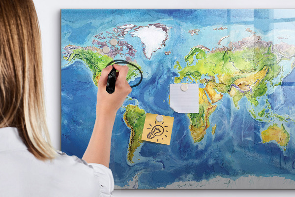 Popisovatelná magnetická tabule Mapa světa s místy, kde se daly pořídit fotografie