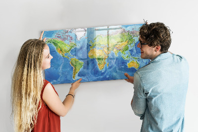 Popisovatelná magnetická tabule Mapa světa s místy, kde se daly pořídit fotografie