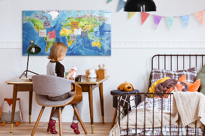 Popisovatelná magnetická tabule Mapa světa s místy, kde se daly pořídit fotografie