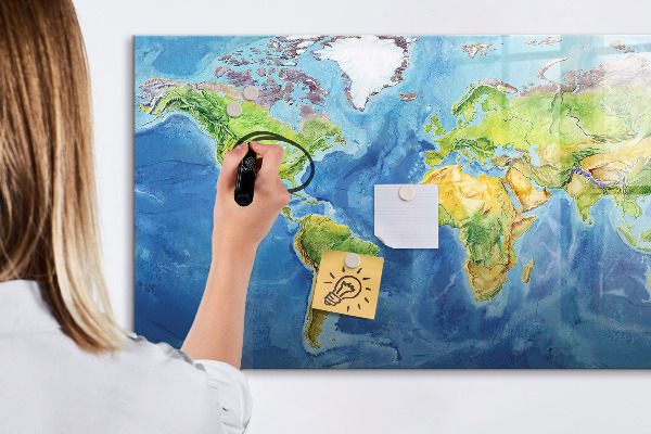 Popisovatelná magnetická tabule Mapa světa s místy, kde se daly pořídit fotografie
