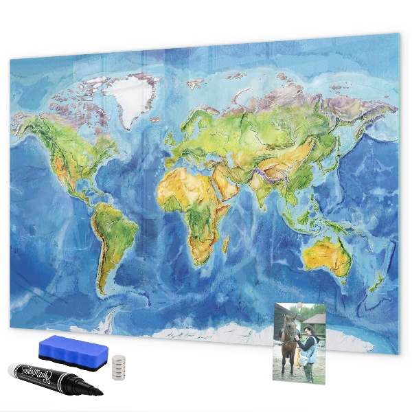 Popisovatelná magnetická tabule Mapa světa s místy, kde se daly pořídit fotografie