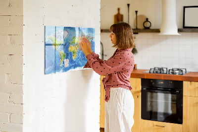 Popisovatelná magnetická tabule Mapa světa s místy, kde se daly pořídit fotografie