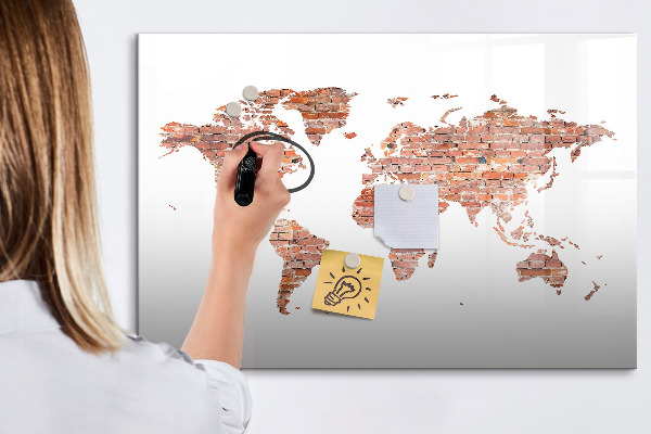 Magnetická psací tabule Mapa světa s fotografiemi a poznámkami