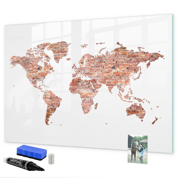 Magnetická psací tabule Mapa světa s fotografiemi a poznámkami