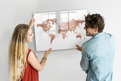 Magnetická psací tabule Mapa světa s fotografiemi a poznámkami