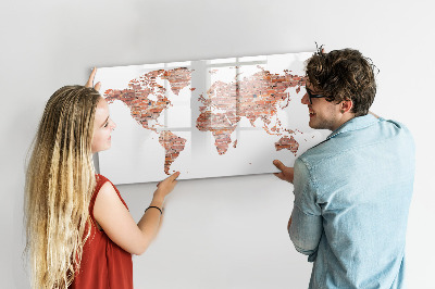Magnetická psací tabule Mapa světa s fotografiemi a poznámkami
