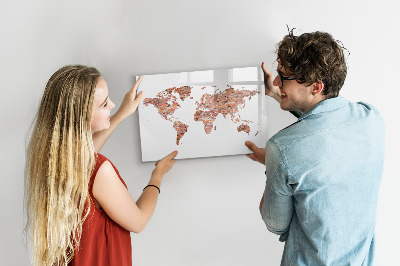 Magnetická psací tabule Mapa světa s fotografiemi a poznámkami