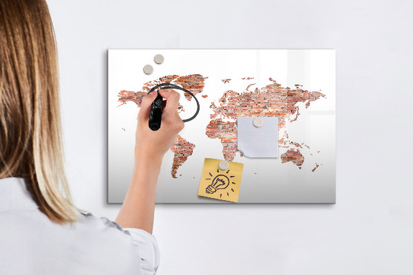 Magnetická psací tabule Mapa světa s fotografiemi a poznámkami