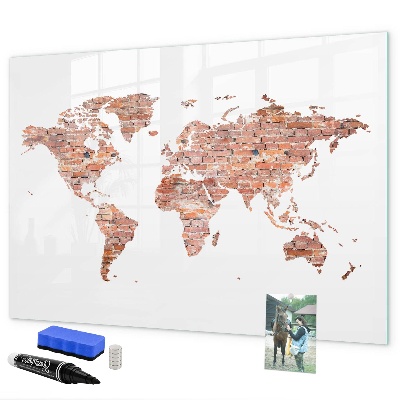 Magnetická psací tabule Mapa světa s fotografiemi a poznámkami