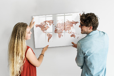 Magnetická psací tabule Mapa světa s fotografiemi a poznámkami