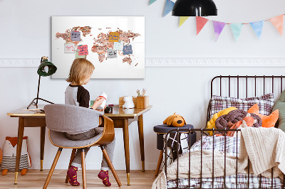 Magnetická psací tabule Mapa světa s fotografiemi a poznámkami