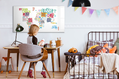 Magnetická psací tabule Mapa světa s osobními vzpomínkami