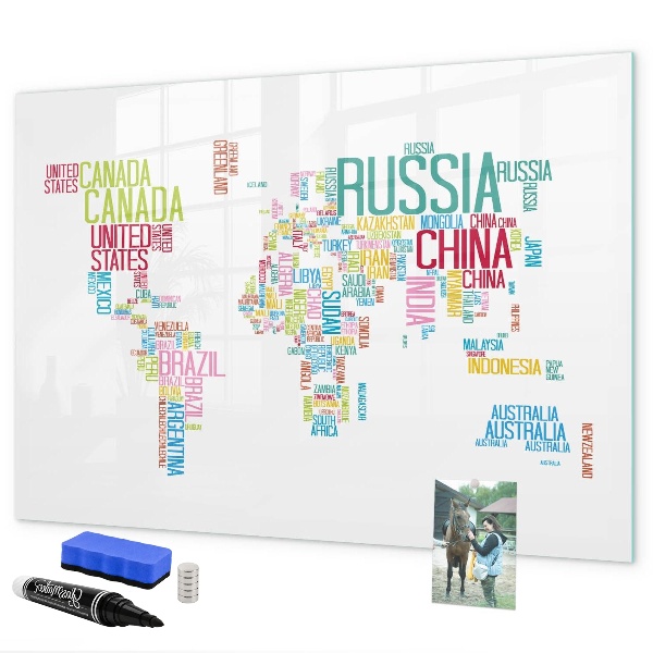 Magnetická psací tabule Mapa světa s osobními vzpomínkami