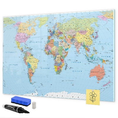Popisovatelná magnetická tabule Mapa světa s osobními fotografiemi