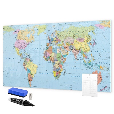 Popisovatelná magnetická tabule Mapa světa s osobními fotografiemi