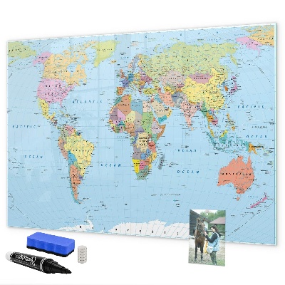Popisovatelná magnetická tabule Mapa světa s osobními fotografiemi
