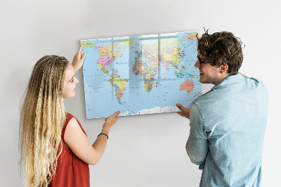 Popisovatelná magnetická tabule Mapa světa s osobními fotografiemi