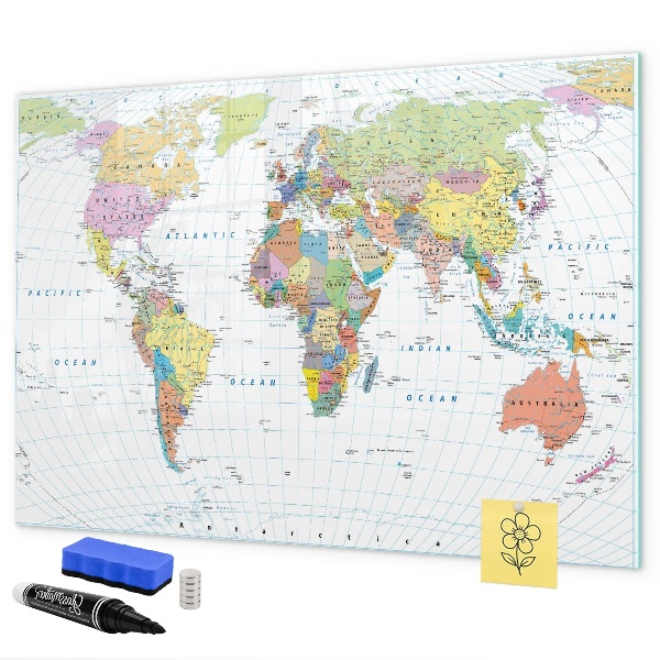 Magnetická psací tabule Mapa světa s osobními fotografiemi