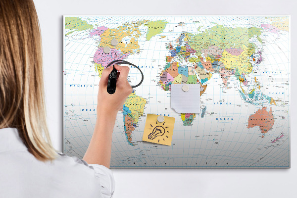 Magnetická psací tabule Mapa světa s osobními fotografiemi