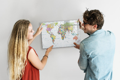 Magnetická psací tabule Mapa světa s osobními fotografiemi