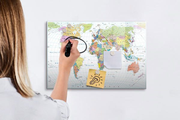 Magnetická psací tabule Mapa světa s osobními fotografiemi