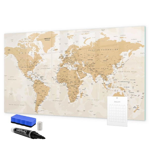 Popisovatelná magnetická tabule Cestovní mapa s místy k označení