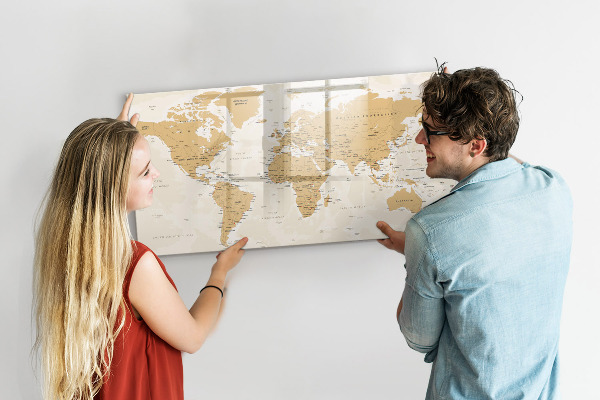 Popisovatelná magnetická tabule Cestovní mapa s místy k označení