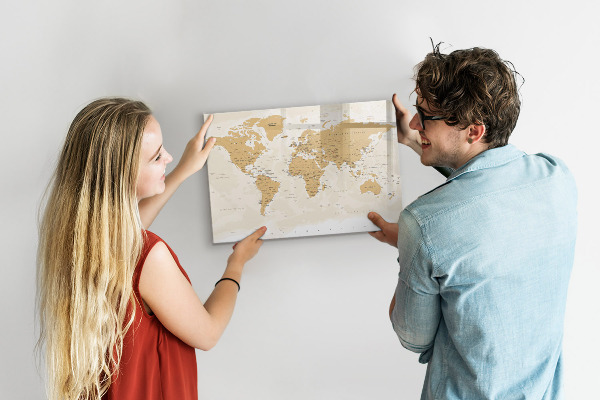 Popisovatelná magnetická tabule Cestovní mapa s místy k označení