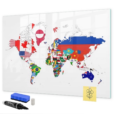 Popisovatelná magnetická tabule Mapa světa s místy, kde se daly pořídit fotografie