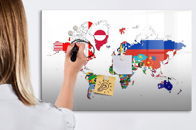 Popisovatelná magnetická tabule Mapa světa s místy, kde se daly pořídit fotografie