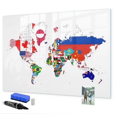 Popisovatelná magnetická tabule Mapa světa s místy, kde se daly pořídit fotografie
