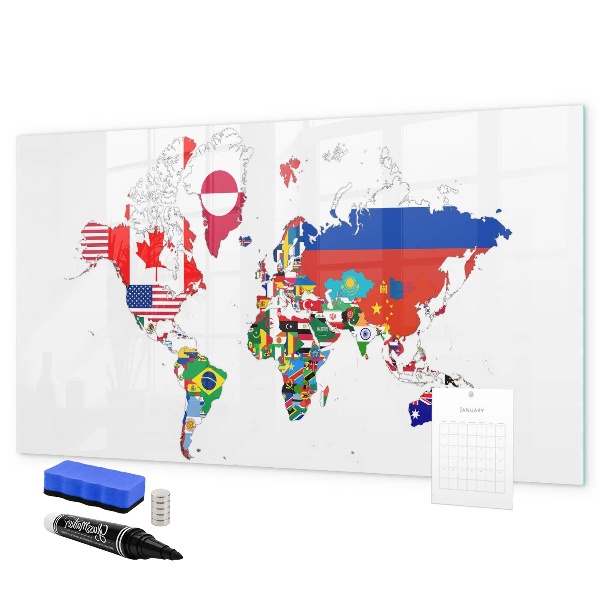 Popisovatelná magnetická tabule Mapa světa s místy, kde se daly pořídit fotografie